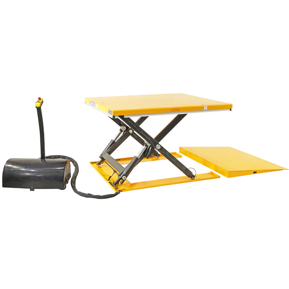 1000kg Capacity Low Profile Lift Table with ramp — Liftex Materials ...